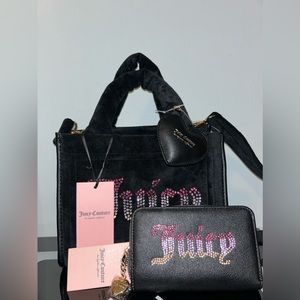 Juicy Couture Black Licorice Mini Tote w Wallet Bundle